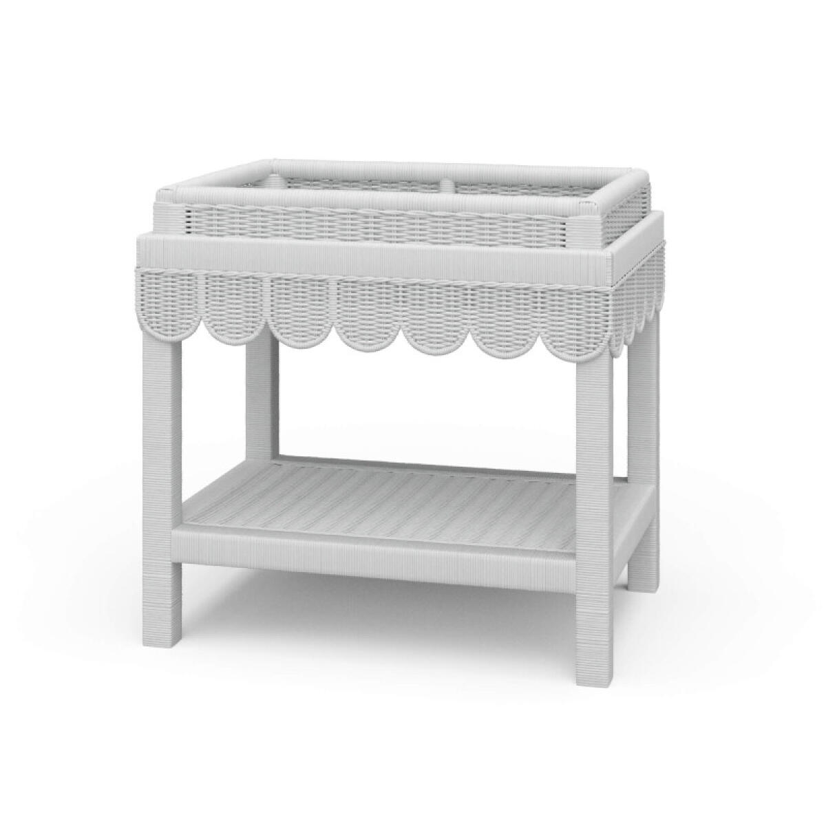 0a2336e2ace7d430dae13d4aa47051fd Scallop Rattan Side Table W/ Tray - Image 1