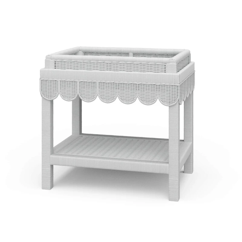 0a2336e2ace7d430dae13d4aa47051fd Scallop Rattan Side Table W/ Tray - Image 1