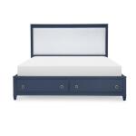 Complete Upholstered Bed W Storage King 6/6 Blue Finish - Image 4