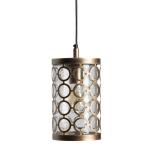 Rosalie Distressed Antique Brass and Glass Pendant