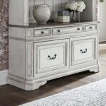 Magnolia Manor Credenza Hutch Office Storage Antique White & Weathered Bark 20