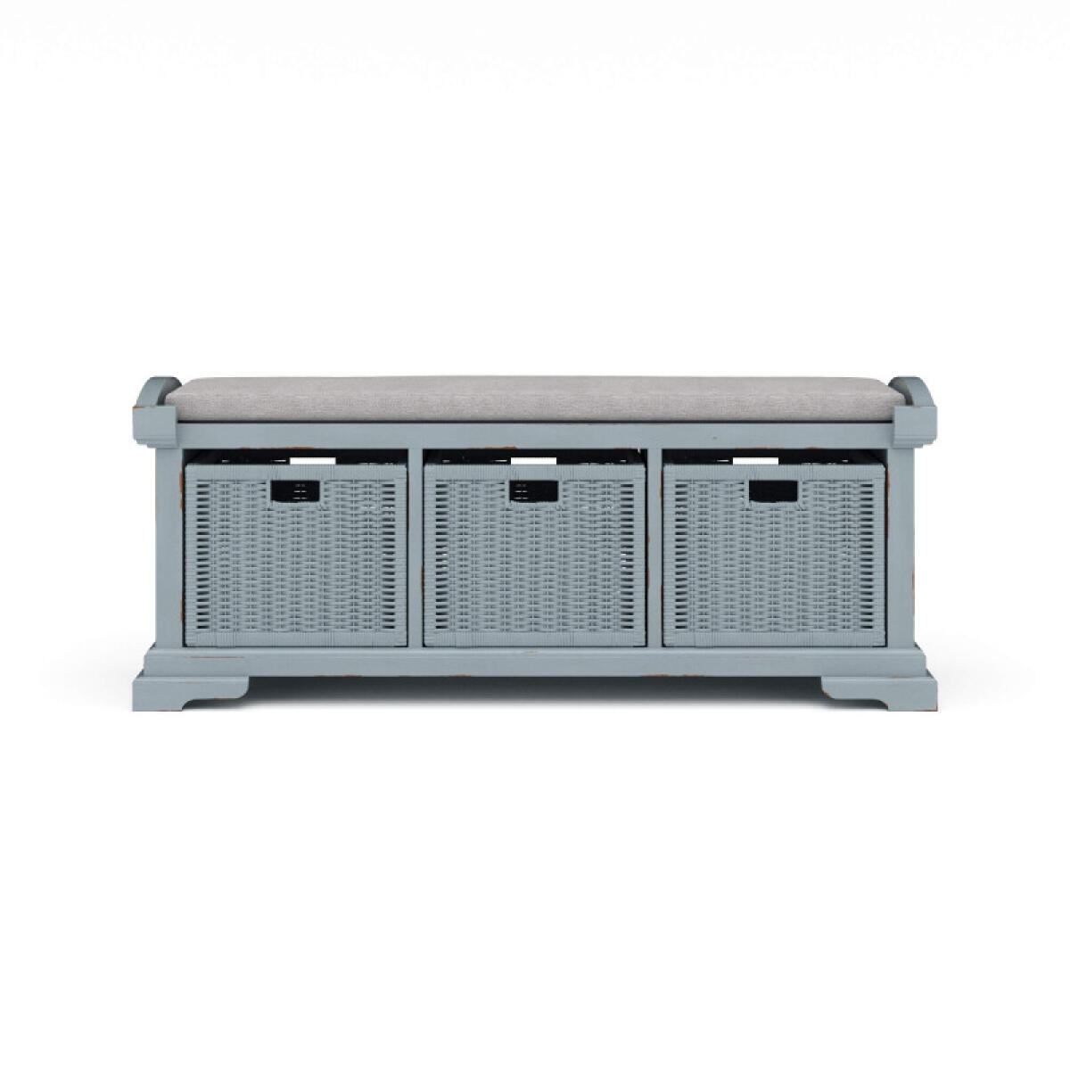 Homestead Bench W/ Rattan Baskets Chairs & Benches Blue 2 Homestead Bench W/ Rattan Baskets Chairs & Benches Blue 2