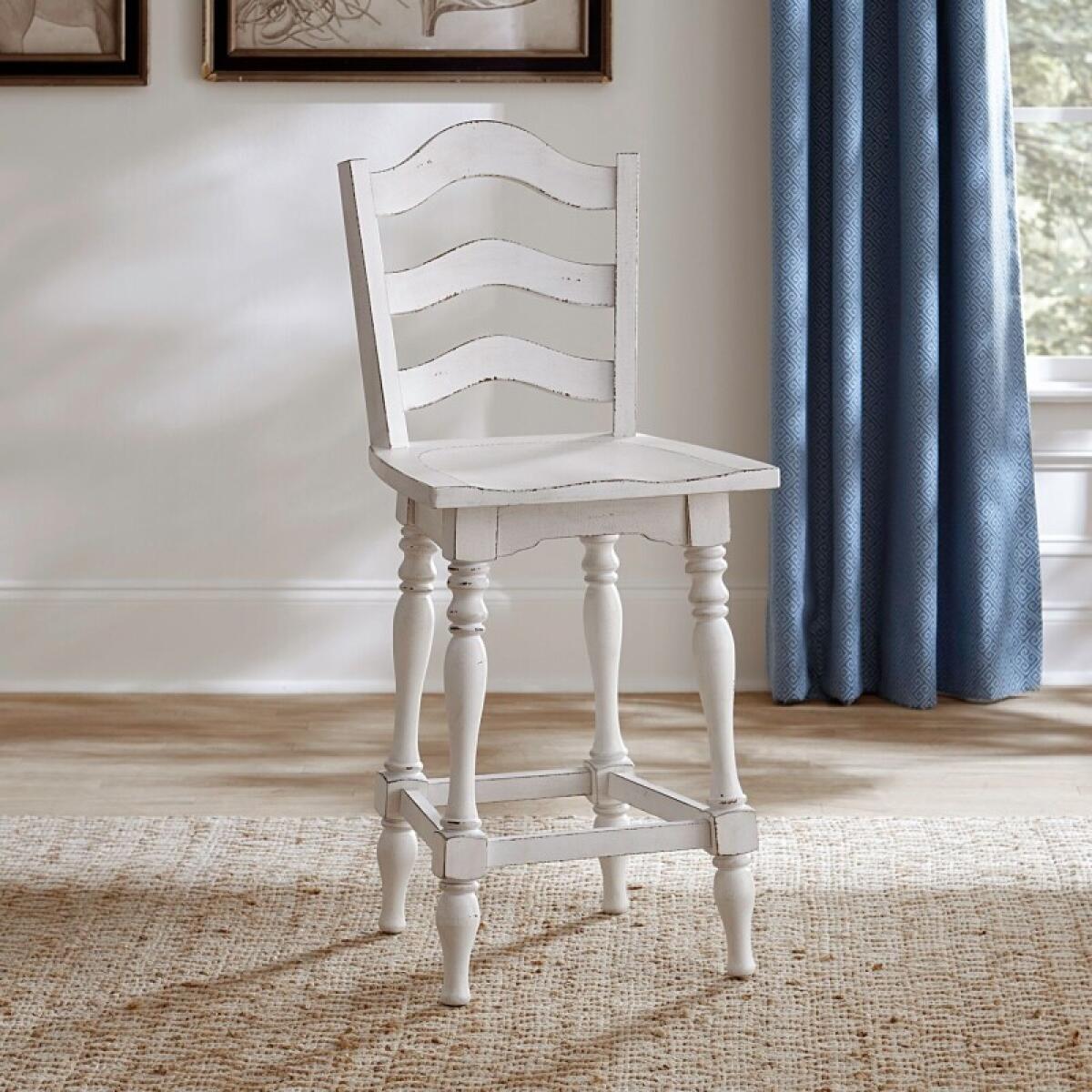 0ca8147226c278283eef459b0eb42cbc Magnolia Manor Ladderback Swivel Counter Height Chair - Image 1