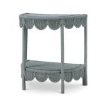 Scalloped Half Round Rattan Side Table - Image 4