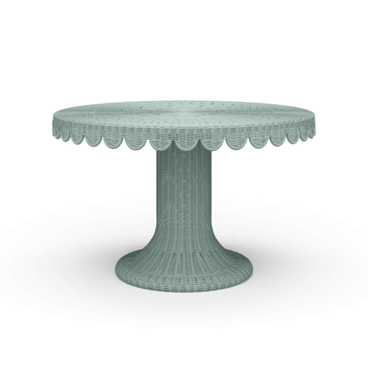 0cbf43e11ec77d387e336e3ce4451e7d Scalloped Round Rattan Dining Table 48'' - Image 1