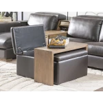 Square Storage Ottoman With Wood Top Overlay - Image 3