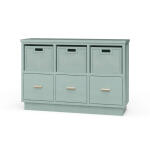 Dakota Storage Unit W/ 3 Drawers & Rattan Baskets