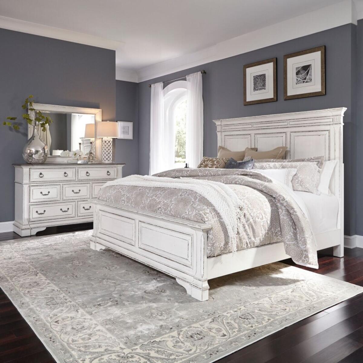 Abbey Park King California Panel Bed, Dresser & Mirror Bedroom Sets Antique White & Weathered Brown 2 Abbey Park King California Panel Bed, Dresser & Mirror Bedroom Sets Antique White & Weathered Brown 2