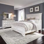 Abbey Park King California Panel Bed, Dresser & Mirror Bedroom Sets Antique White & Weathered Brown 8