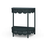 Scalloped Half Round Rattan Side Table - Image 2