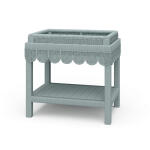 Scallop Rattan Side Table W/ Tray Chairside Tables Blue 13