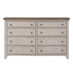 Farmhouse Reimagined 8 Drawer Dresser Dressers Antique White w/ Chestnut Tops 15
