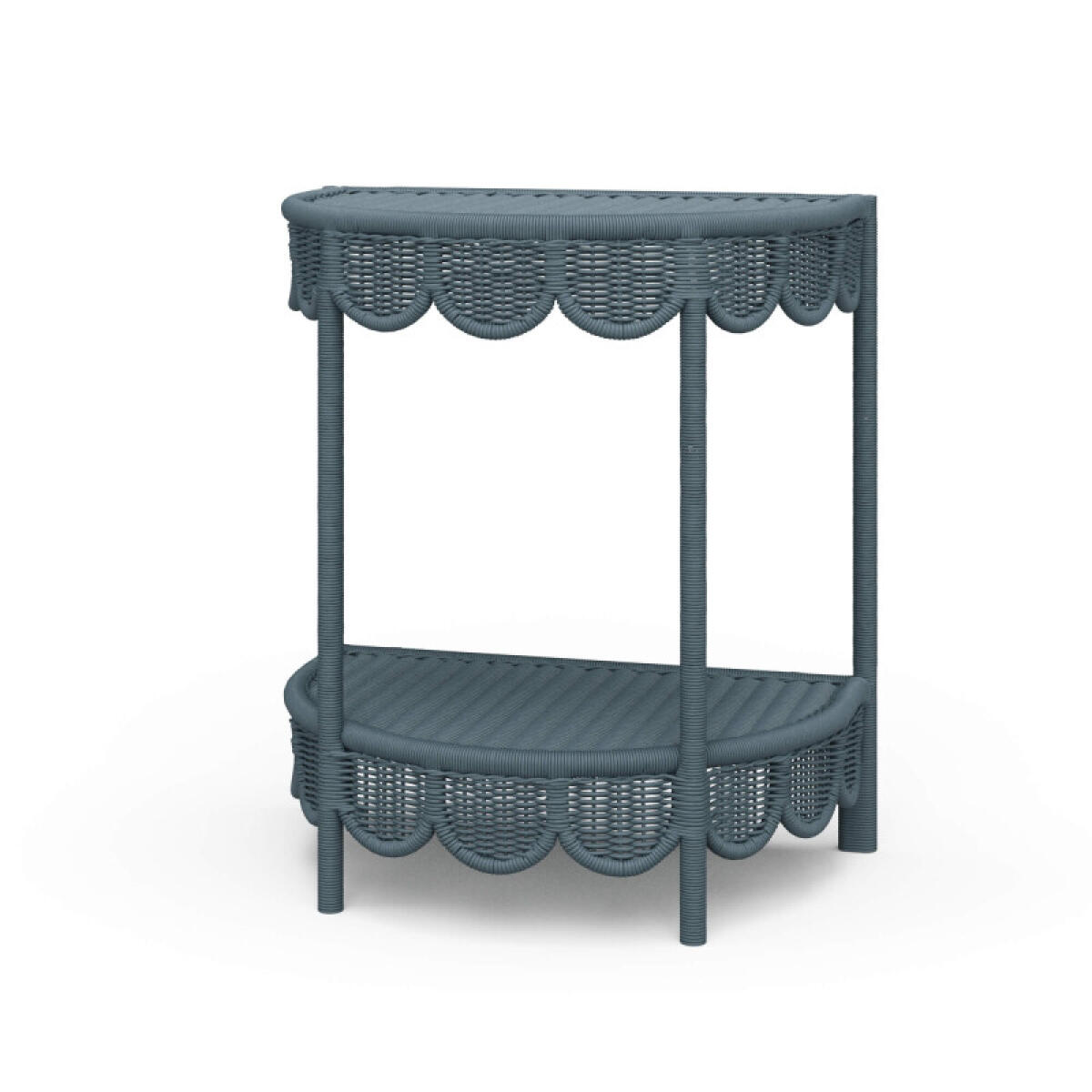 10605e9eaaa72ebf888738d31dfe23c7 Scalloped Half Round Rattan Side Table - Image 1