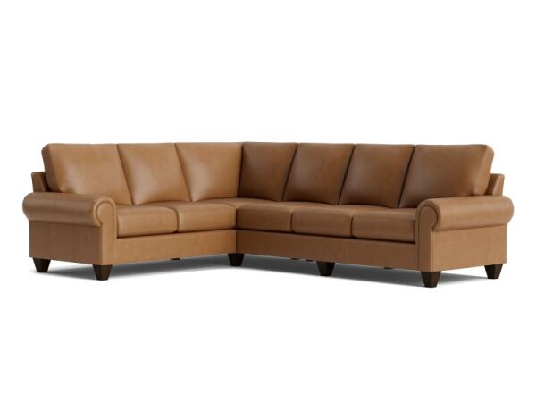 True Custom™ True CustomÂ® Leather Large Panel Arm L-Shaped Sectional Sectionals Bassett Furniture