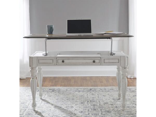 Magnolia Manor Lift Top Writing Desk Desks Antique White & Weathered Bark