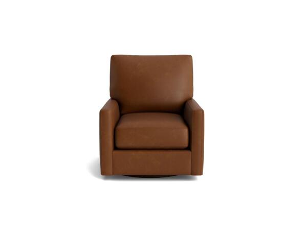 True Custom™ True CustomÂ® Leather Track Arm Swivel Chair Chairs Bassett Furniture