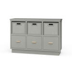 Dakota Storage Unit W/ 3 Drawers & Rattan Baskets