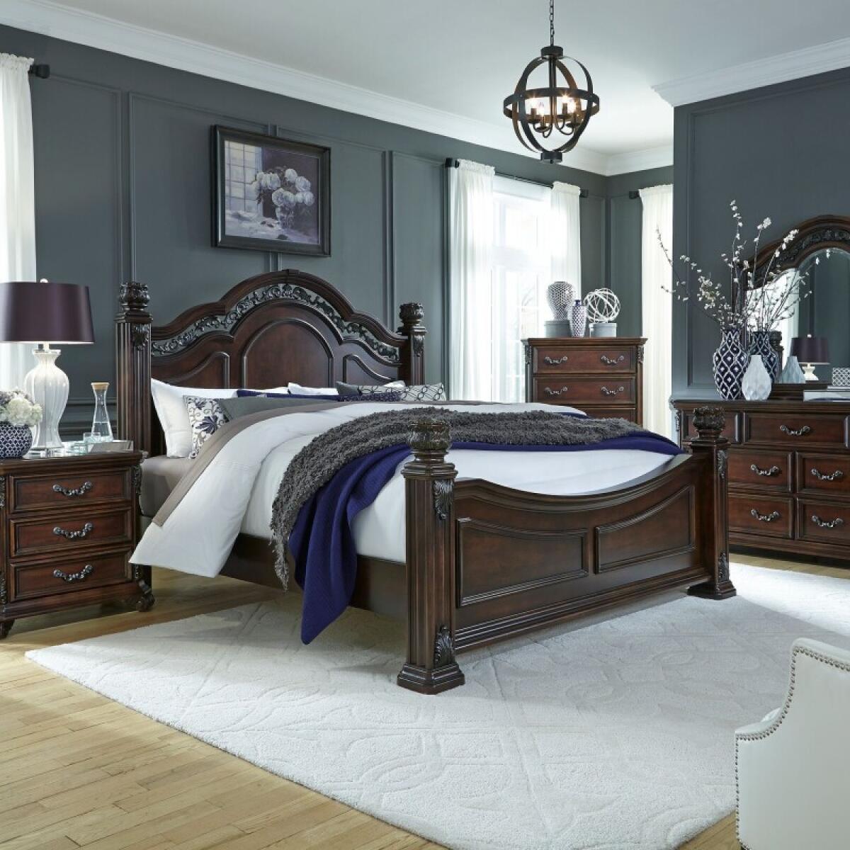 13b68b68a0e709c88bf190858cfa174f Messina Estates Queen Poster Bed, Dresser & Mirror, Chest, Night Stand - Image 1