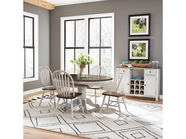 Carolina Crossing 5 Piece Pedestal Table Set- White Dining Sets Dining Sets