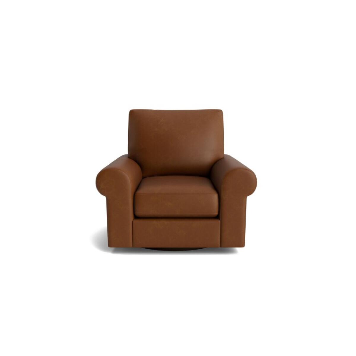 1407f92bca1a4e3a5b15ac08d63020db True Custom™ True Custom® Leather Large Roll Arm Swivel Chair - Image 1