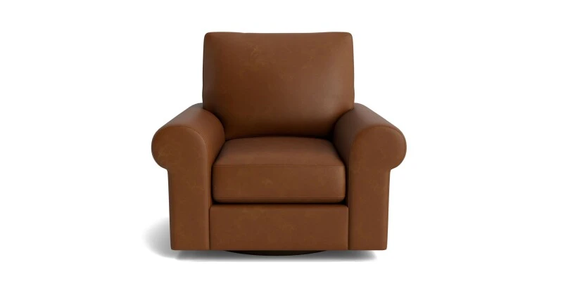 1407f92bca1a4e3a5b15ac08d63020db True Custom™ True CustomĀ® Leather Large Roll Arm Swivel Chair - Image 1