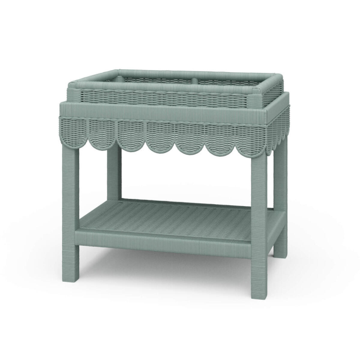 1483441f00493789663b7f37d5325516 Scallop Rattan Side Table W/ Tray - Image 1