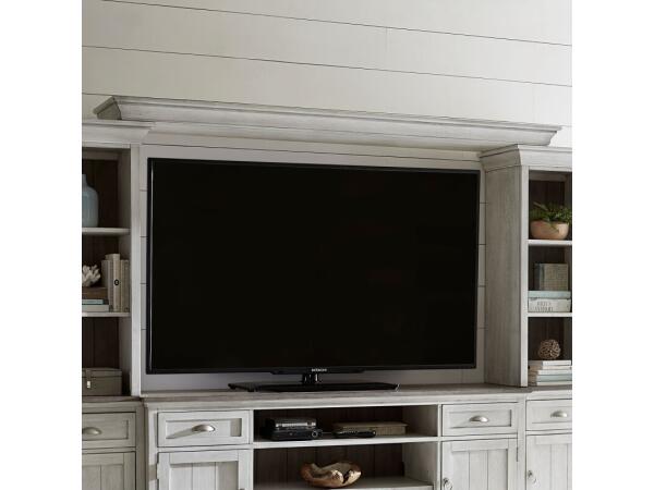 Ocean Isle 82 Inch Bridge Entertainment Stands Antique White w/ Weathered Pine