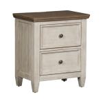 Heartland 2 Drawer Night Stand w/ Charging Station Nightstands Antique White w/ Tobacco Tops 13