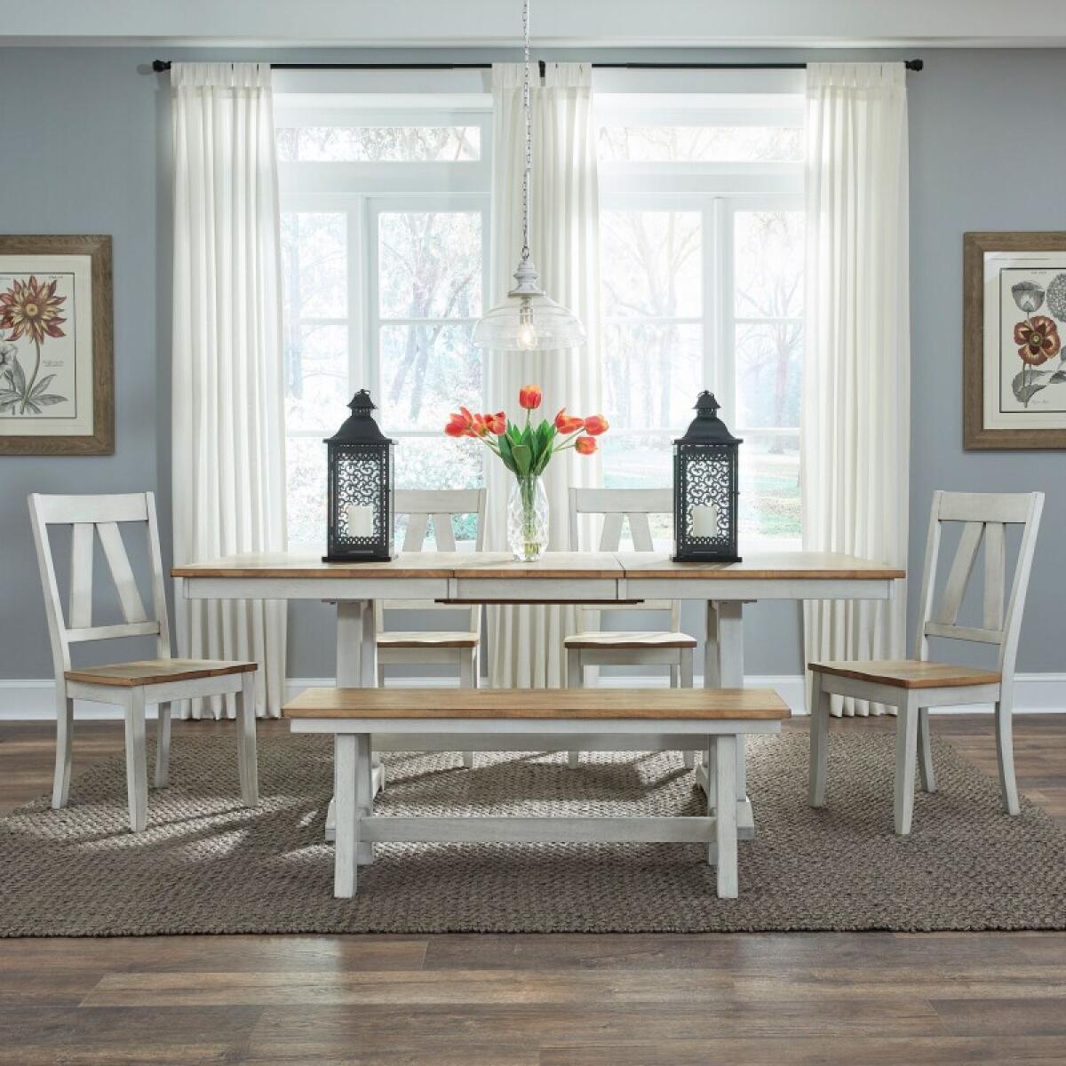 1559971ebf9096e0f16596a0990e2b2e Lindsey Farm 6 Piece Trestle Table Set - Image 1