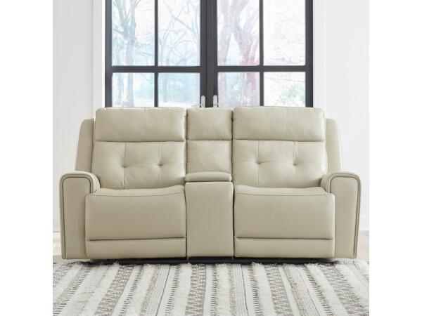 Carrington Loveseat w/Console P3 & ZG – Baja Stone Loveseats Baja Stone Leather