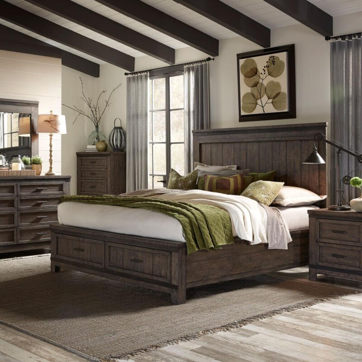 16dffedb9385a97650a817e6a9b94135 Thornwood Hills Queen Storage Bed, Dresser & Mirror, Night Stand - Image 1
