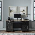 Meritage Jr Executive Desk Desks Aged Charcoal w/ Rub Thru & Caramel 19