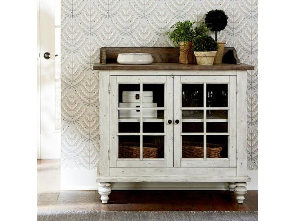 Whitney Server Dining Storage Antique Linen w/ Weathered Gray