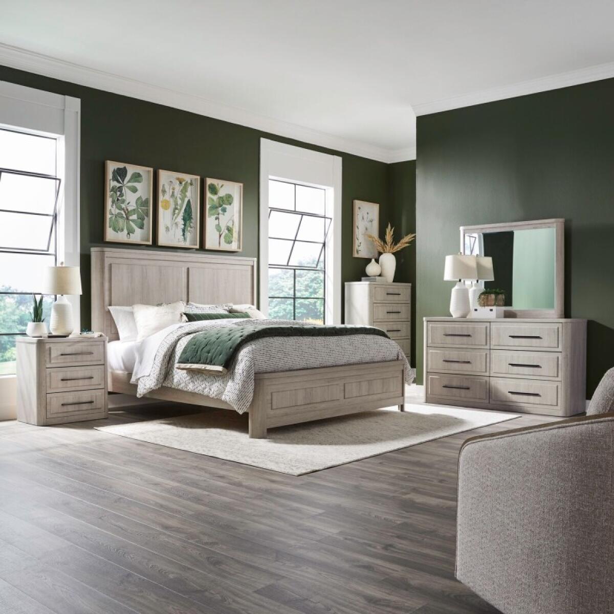 18502fa71d47acca6a8e49bc000e2bfd Modern Play Queen Panel Bed, Dresser & Mirror, Chest, Night Stand - Image 1