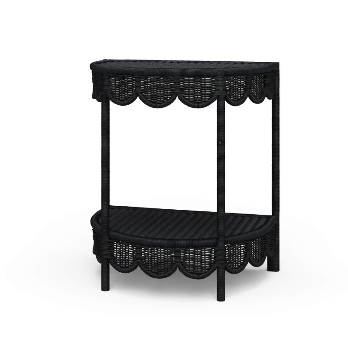 1883e60d6251fe190bb2ce5ec69ef482 Scalloped Half Round Rattan Side Table - Image 1