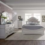 Magnolia Manor Queen Uph Bed, Dresser & Mirror, Chest Bedroom Sets Antique White & Weathered Bark 8