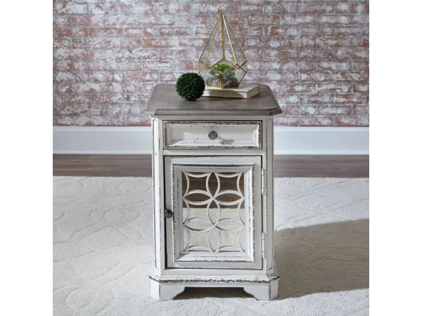 Magnolia Manor Chair Side Table Chairside Tables Antique White & Weathered Bark