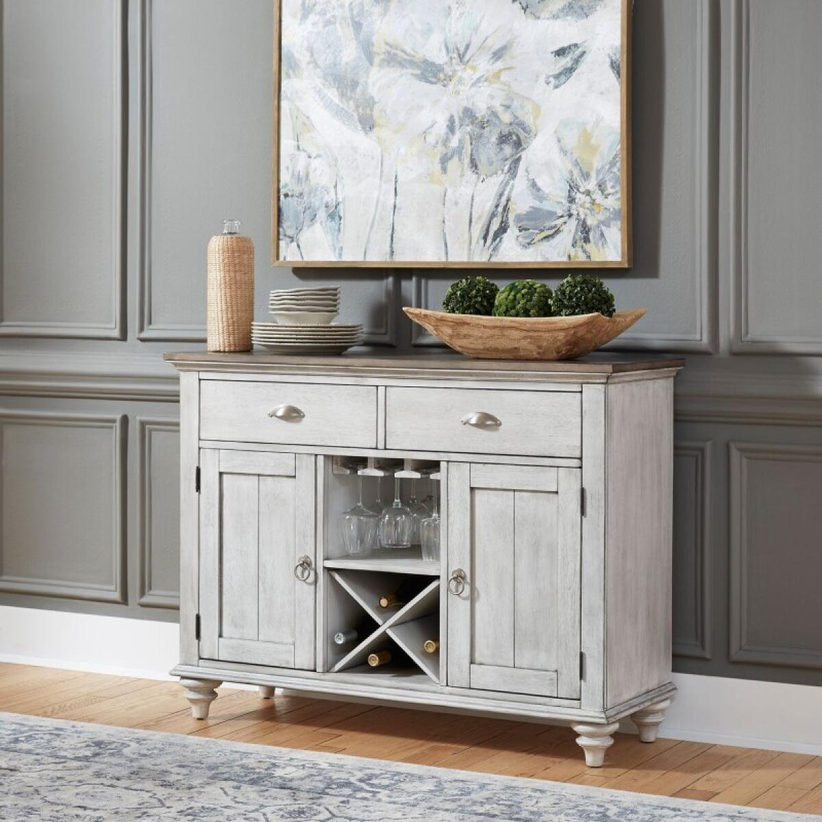 Ocean Isle Buffet Dining Storage Antique White w/ Weathered Pine 2 Ocean Isle Buffet Dining Storage Antique White w/ Weathered Pine 2