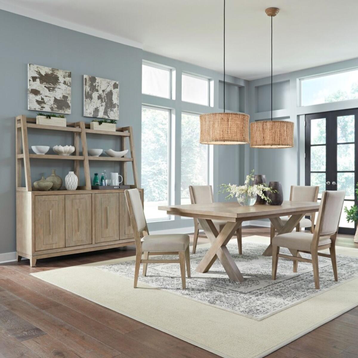 1aff424244c224778a5960edc6844f35 Brentwood 5 Piece Double Pedestal Table Set - Image 1