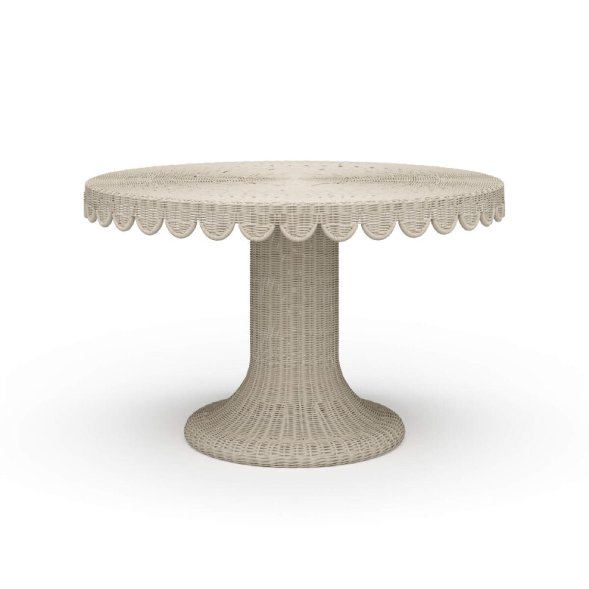 1b7bf3c6d2f2c87f6edf11d376403d0d Scalloped Round Rattan Dining Table 48'' - Image 1