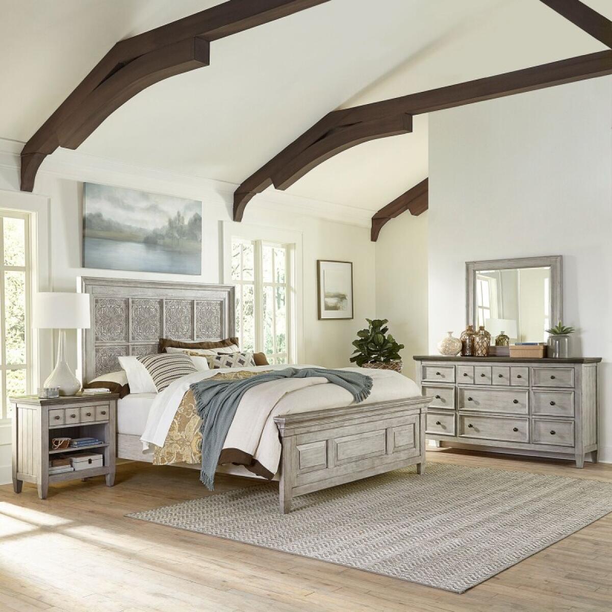 1c262bd46847c708161bd2bb90f3ca6e Heartland King Opt California Panel Bed, Dresser & Mirror, Night Stand - Image 1