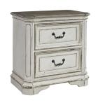 Magnolia Manor 2 Drawer Night Stand Nightstands Antique White & Weathered Bark 14