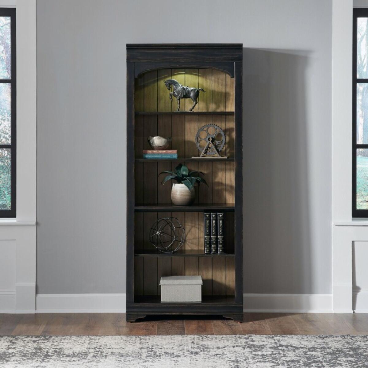 Meritage Bunching Bookcase Bookcases Aged Charcoal w/ Rub Thru & Caramel 2 Meritage Bunching Bookcase Bookcases Aged Charcoal w/ Rub Thru & Caramel 2