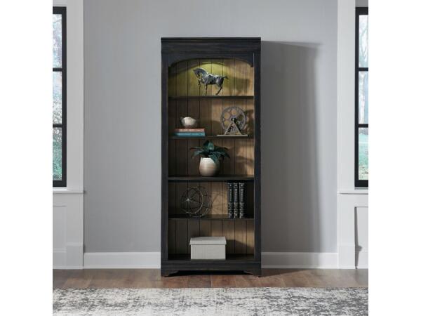 Meritage Bunching Bookcase Bookcases Aged Charcoal w/ Rub Thru & Caramel