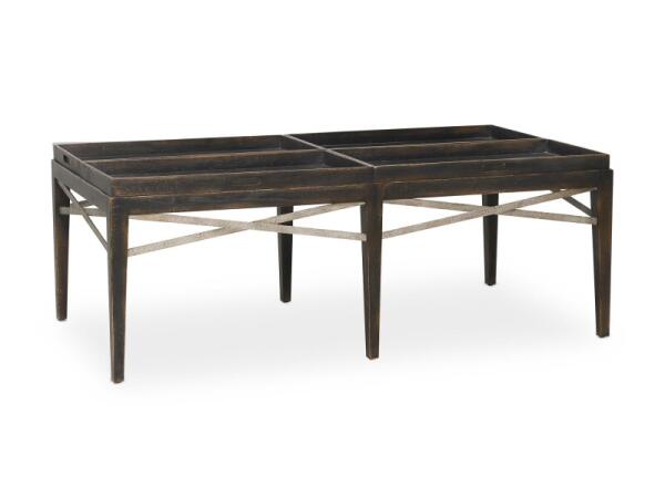 Woodridge Cavern Black Rectangular Cocktail Table Outdoor Tables Bassett Furniture