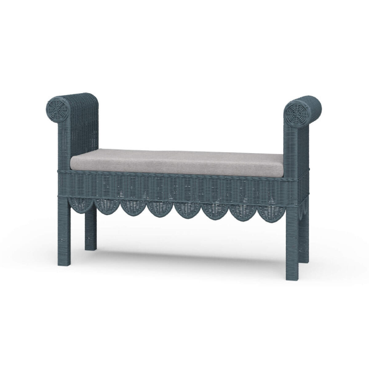 1cbe72ff3aa7149ec2b5aed4042b3b9e Newport Scalloped Rattan Bench - Image 1