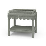Scallop Rattan Side Table W/ Tray