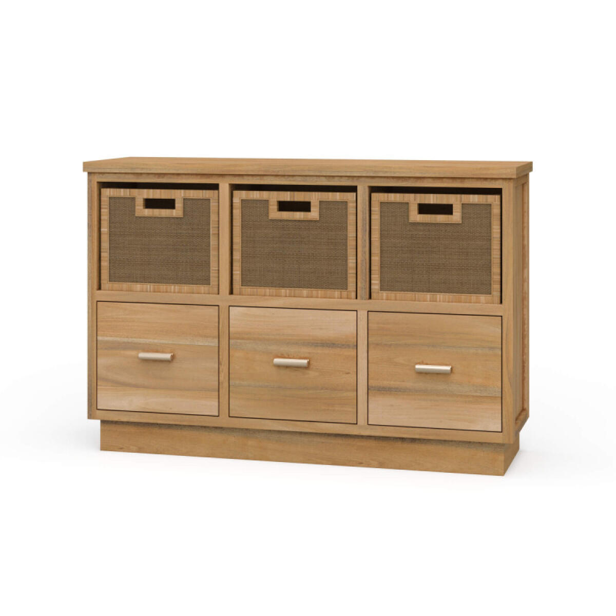 1e29301b7b93961a349ede74ad201a70 Dakota Storage Unit W/ 3 Drawers & Rattan Baskets - Image 1