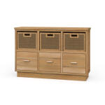 Dakota Storage Unit W/ 3 Drawers & Rattan Baskets