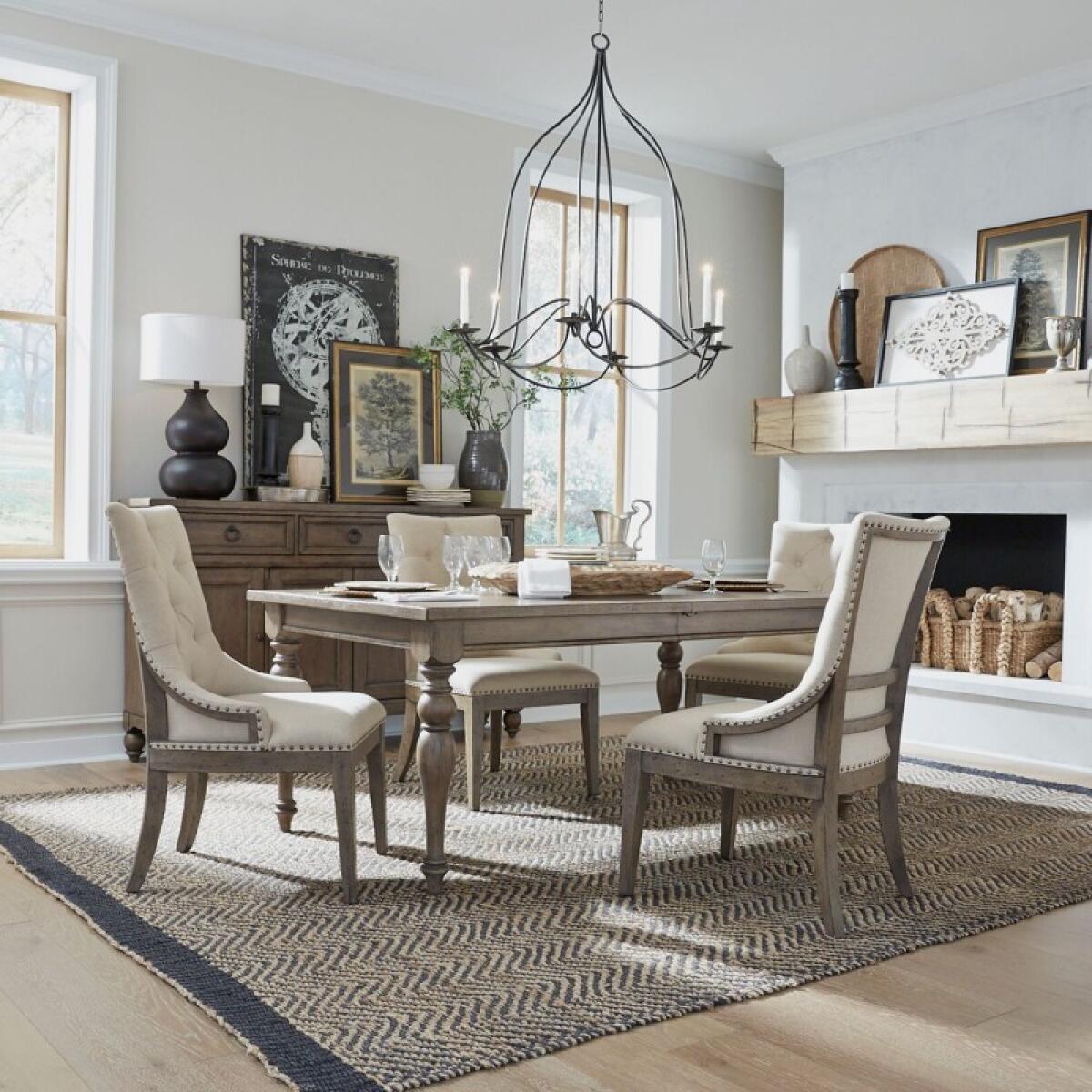 1e61a0b7f5cef4ecfa5fad26aa7a0d6f Americana Farmhouse 5 Piece Leg Table Set - Image 1